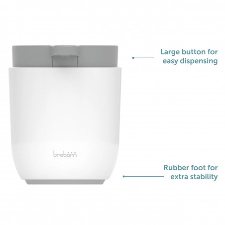 Диспенсър за сапун Trebonn 3025120, Работа чрез натиск, 300 мл, Широк отвор, Голяма помпа, Бял/сив