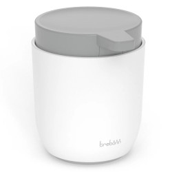 Диспенсър за сапун Trebonn 3025120, Работа чрез натиск, 300 мл, Широк отвор, Голяма помпа, Бял/сив