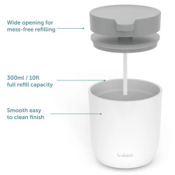 Диспенсър за сапун Trebonn 3025120, Работа чрез натиск, 300 мл, Широк отвор, Голяма помпа, Бял/сив