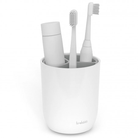 Поставка за четка за зъби Trebonn 3025100, 3 отделения, Разглобяема, Бял/сив