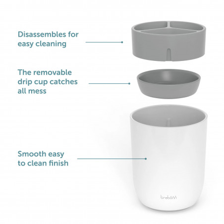 Поставка за четка за зъби Trebonn 3025100, 3 отделения, Разглобяема, Бял/сив