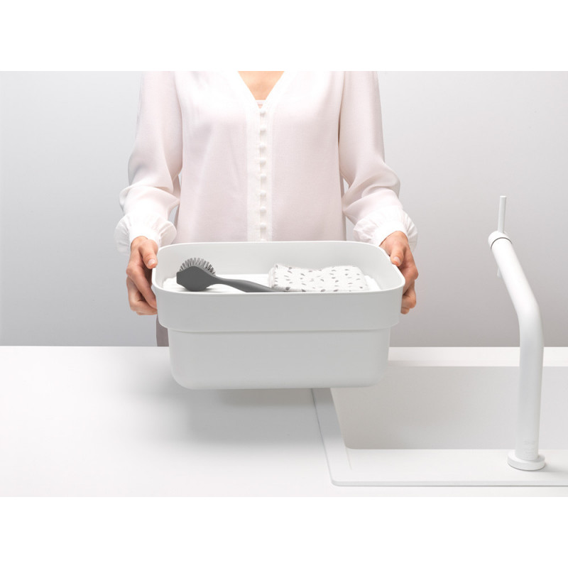 Купа за миене и отцеждане Brabantia 1003316, 16.1 х 37.4 х 34.4 см, Безопасна за съдове с незалепващо покритие, Светлосив