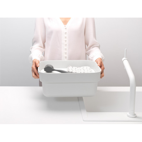 Купа за миене и отцеждане Brabantia 1003316, 16.1 х 37.4 х 34.4 см, Безопасна за съдове с незалепващо покритие, Светлосив