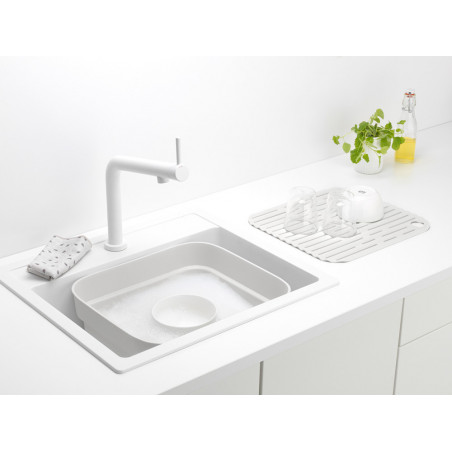 Купа за миене и отцеждане Brabantia 1003316, 16.1 х 37.4 х 34.4 см, Безопасна за съдове с незалепващо покритие, Светлосив