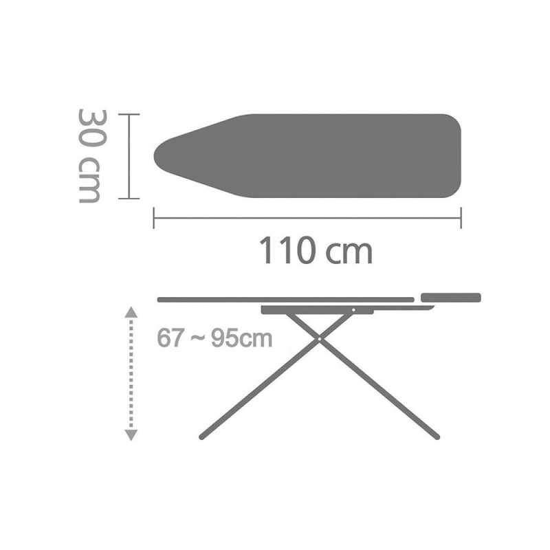 Маса за гладене Brabantia A 1008891, 110x30 см, 7 позиции за регулиране, Поставка за ютия, Жълт/Зелен