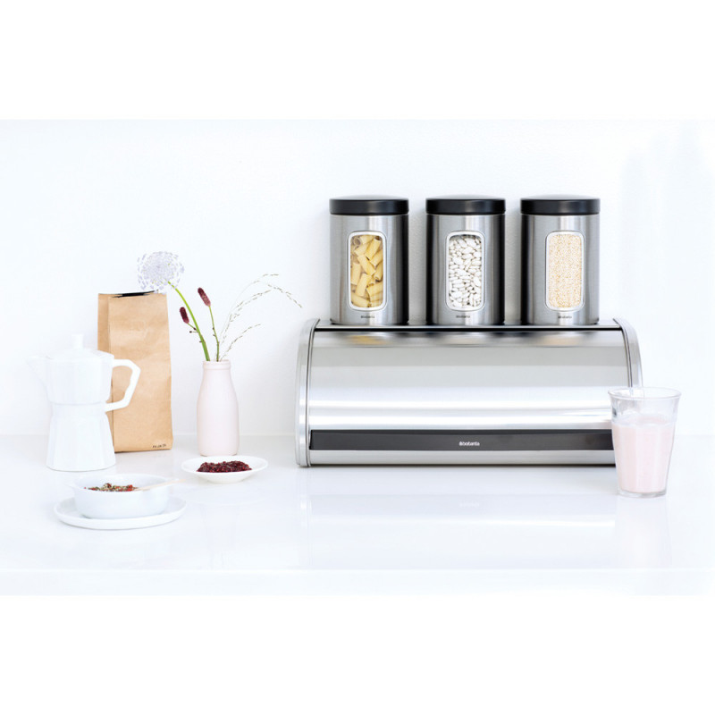 Кутия за хляб Brabantia Roll Top 646890, 16 л, 44.5х26 см, Лека и здрава конструкция, Инокс/Мат