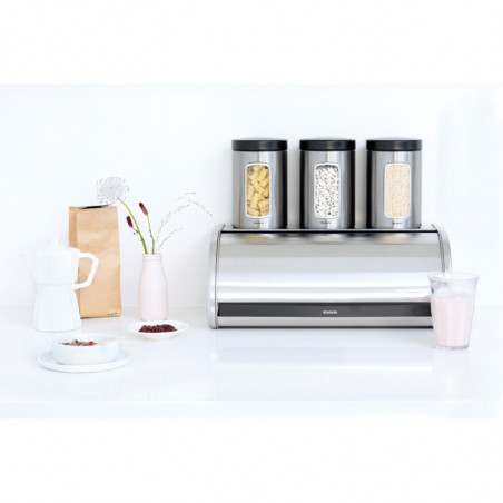 Кутия за хляб Brabantia Roll Top 646890, 16 л, 44.5х26 см, Лека и здрава конструкция, Инокс/Мат