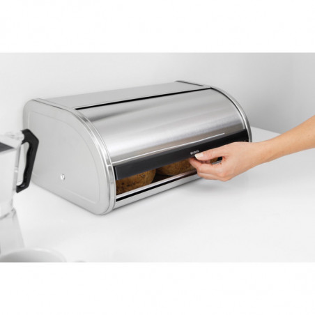 Кутия за хляб Brabantia Roll Top 646890, 16 л, 44.5х26 см, Лека и здрава конструкция, Инокс/Мат