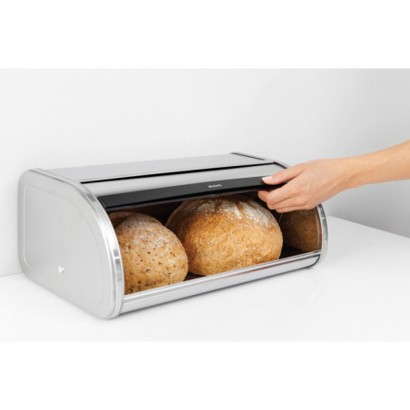 Кутия за хляб Brabantia Roll Top 646890, 16 л, 44.5х26 см, Лека и здрава конструкция, Инокс/Мат
