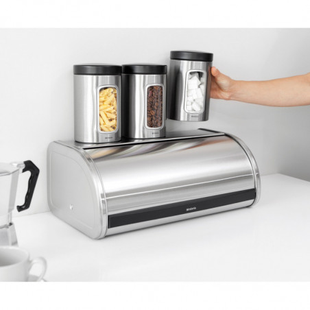 Кутия за хляб Brabantia Roll Top 646890, 16 л, 44.5х26 см, Лека и здрава конструкция, Инокс/Мат