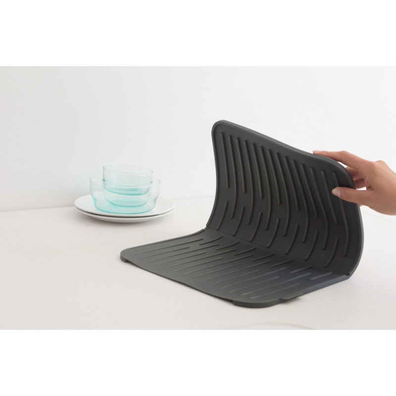 Силиконова подложка за сушене на съдове Brabantia SinkSide 1000206, 43.5x32.5 см, Сгъваема, Тъмносив