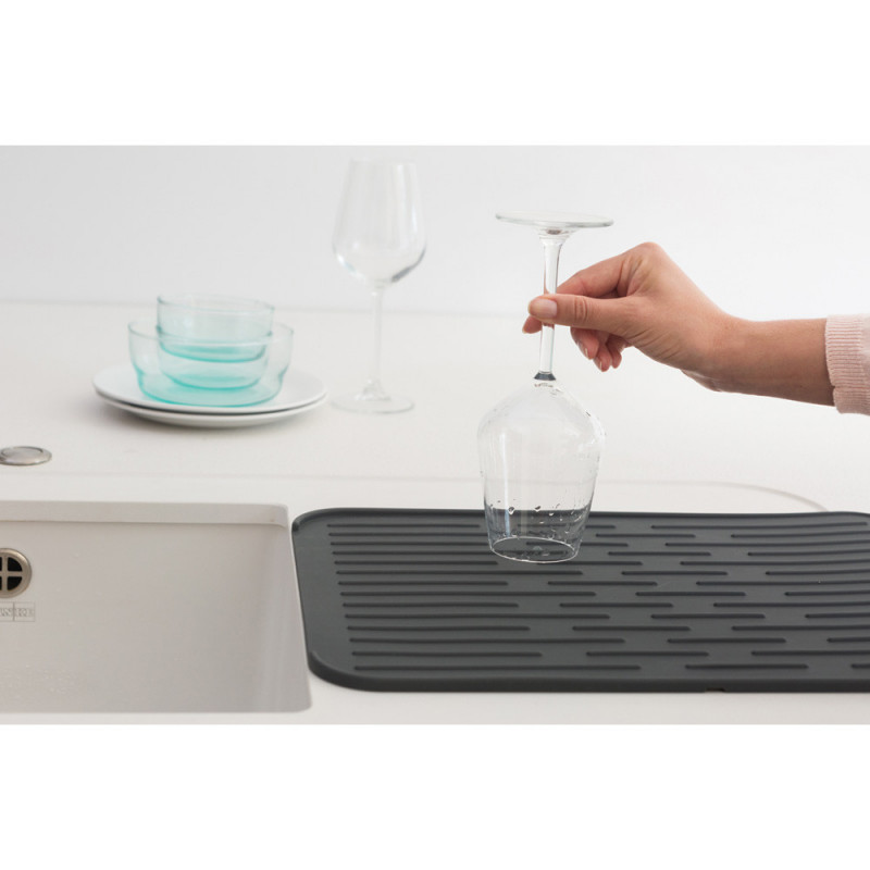 Силиконова подложка за сушене на съдове Brabantia SinkSide 1000206, 43.5x32.5 см, Сгъваема, Тъмносив