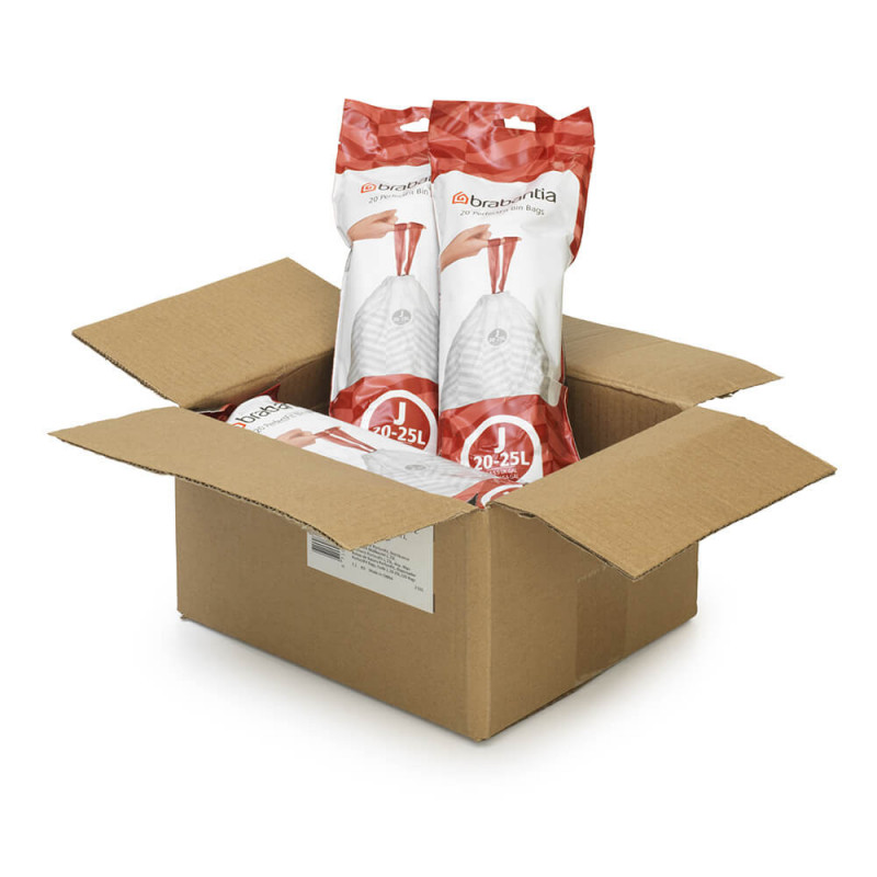 Торбички за кош Brabantia PerfectFit Sort&Go/Bo 1005587, Размер J, 20-25 л, 120 броя, Бял