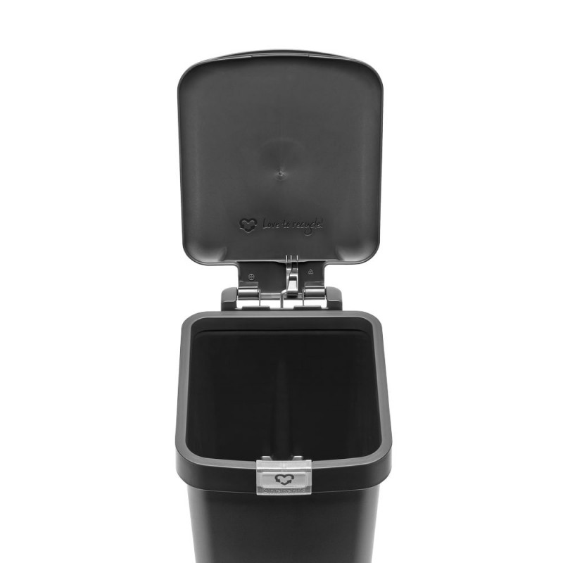 Кош за боклук с педал Brabantia StepUp 1008476, 10 л, Екологични материали, Голям отвор, Тъмносив