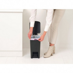 Кош за боклук с педал Brabantia StepUp 1008476, 10 л, Екологични материали, Голям отвор, Тъмносив