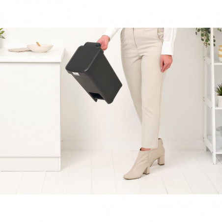 Кош за боклук с педал Brabantia StepUp 1008476, 10 л, Екологични материали, Голям отвор, Тъмносив
