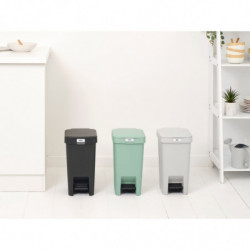 Кош за боклук с педал Brabantia StepUp 1008476, 10 л, Екологични материали, Голям отвор, Тъмносив