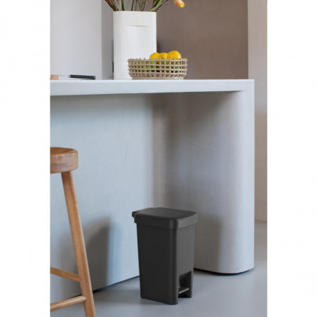 Кош за боклук с педал Brabantia StepUp 1008476, 10 л, Екологични материали, Голям отвор, Тъмносив