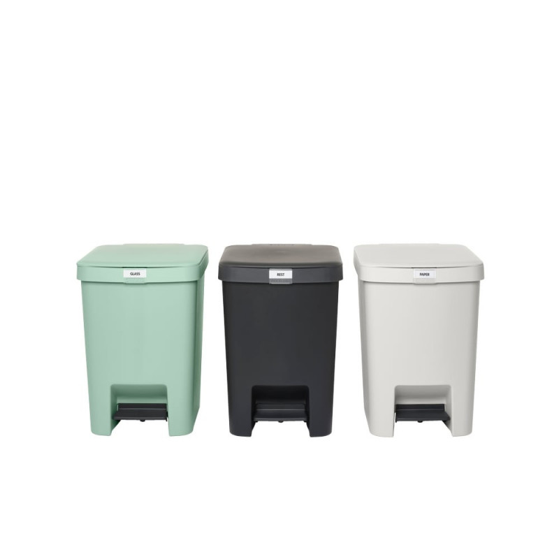 Кош за боклук с педал Brabantia StepUp 1008483, 25 л, Екологични материали, Голям отвор, Светлосив