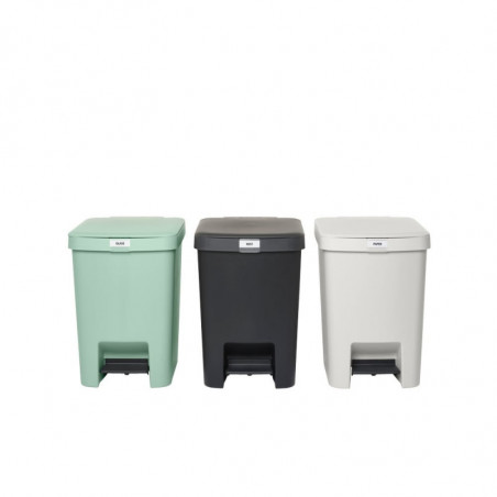 Кош за боклук с педал Brabantia StepUp 1008483, 25 л, Екологични материали, Голям отвор, Светлосив