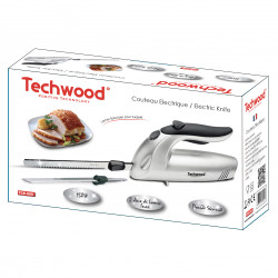 Електрически нож Techwood TCE-009, 24.5 см, 150W, 2 остриета от неръждаема стомана, Рязане на замразена храна, Инокс