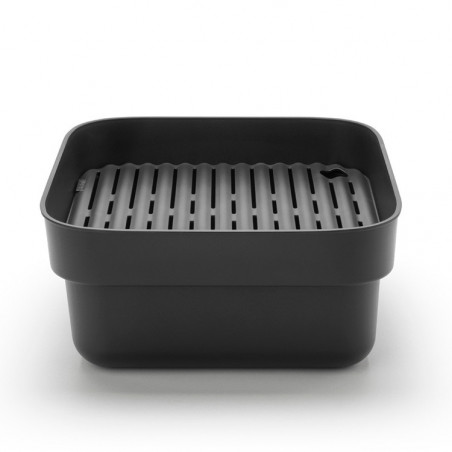 Купа за миене и отцеждане Brabantia 1003315, 16.1 х 37.4 х 34.4 см, Безопасна за съдове с незалепващо покритие, Тъмносив