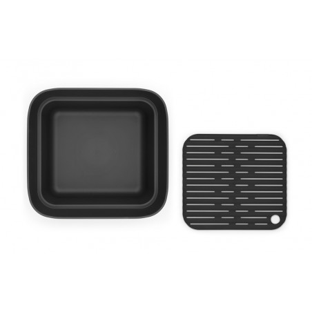 Купа за миене и отцеждане Brabantia 1003315, 16.1 х 37.4 х 34.4 см, Безопасна за съдове с незалепващо покритие, Тъмносив