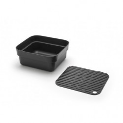 Купа за миене и отцеждане Brabantia 1003315, 16.1 х 37.4 х 34.4 см, Безопасна за съдове с незалепващо покритие, Тъмносив