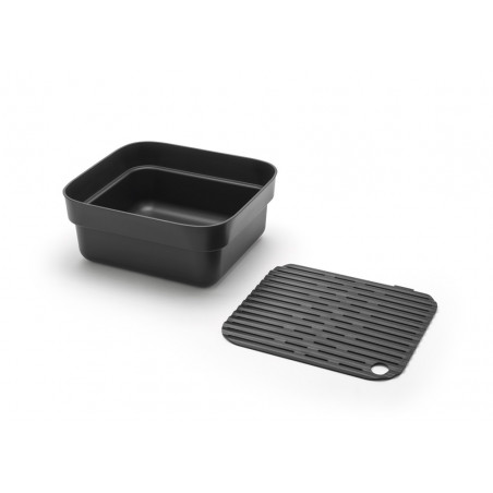 Купа за миене и отцеждане Brabantia 1003315, 16.1 х 37.4 х 34.4 см, Безопасна за съдове с незалепващо покритие, Тъмносив