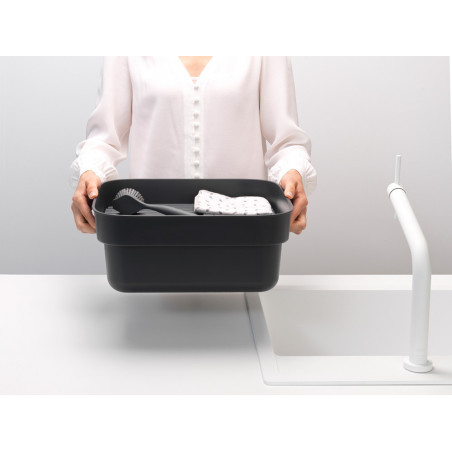 Купа за миене и отцеждане Brabantia 1003315, 16.1 х 37.4 х 34.4 см, Безопасна за съдове с незалепващо покритие, Тъмносив