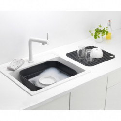 Купа за миене и отцеждане Brabantia 1003315, 16.1 х 37.4 х 34.4 см, Безопасна за съдове с незалепващо покритие, Тъмносив