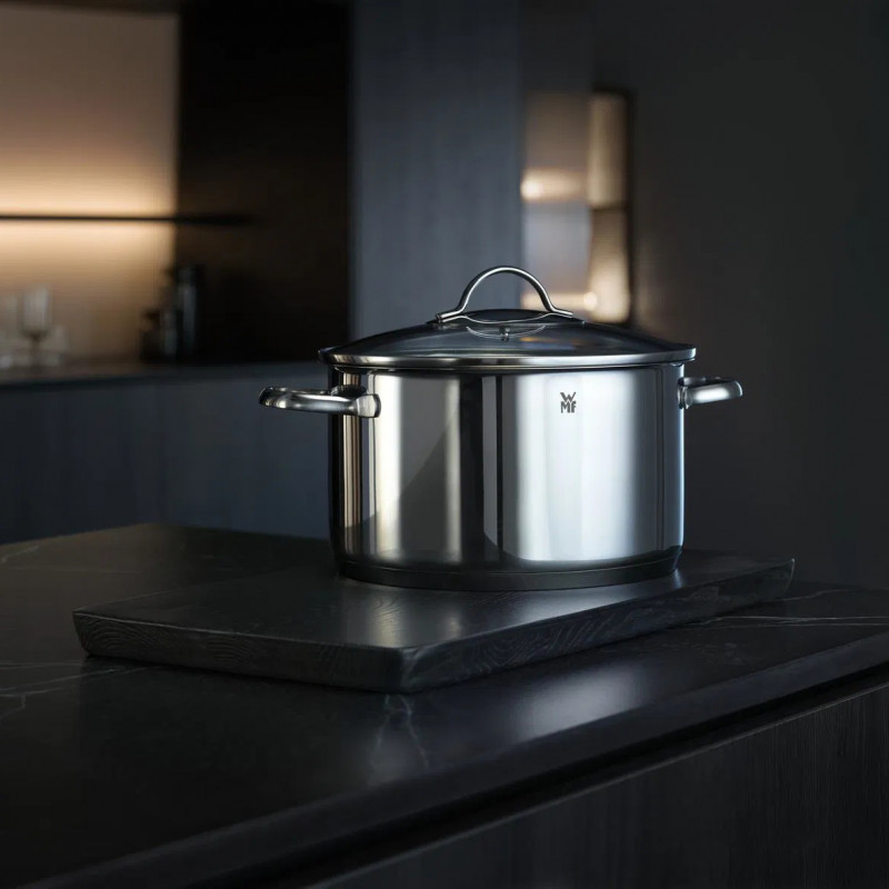 Комплект тенджери WMF Provence Plus 5, 9 части, Неръждаема стомана 18/10, Многослойно TransTherm дъно, Индукция, Сребрист