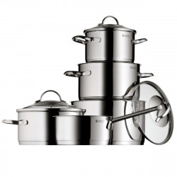 Комплект тенджери WMF Provence Plus 5, 9 части, Неръждаема стомана 18/10, Многослойно TransTherm дъно, Индукция, Сребрист