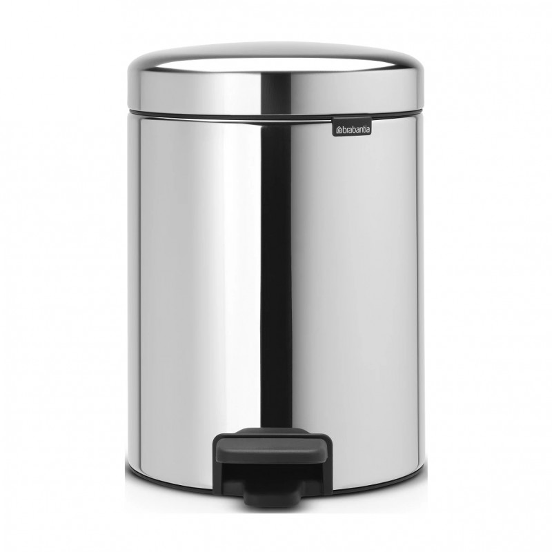 Кош за боклук с педал Brabantia NewIcon 649010, 5 л, Леко затваряне, Противоплъзгаща основа, Инокс