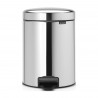 Кош за боклук с педал Brabantia NewIcon 649010, 5 л, Леко затваряне, Противоплъзгаща основа, Инокс