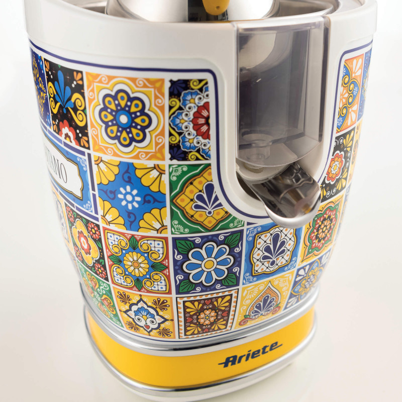 Цитрус преса Ariete Positano JUICER 0413/0P, 85W, Метално тяло, Безшумна работа, 2 приставки, Бял/Жълт