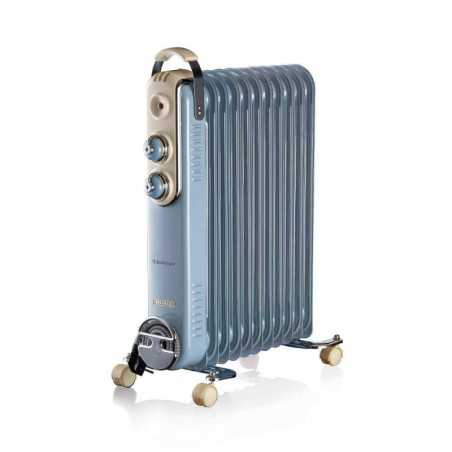 Маслен радиатор Ariete VINTAGE 0839/15, 2500W, 11 ребра, 3 степени, Индикатор захранване, Въртящи се на 360 колелца, Син
