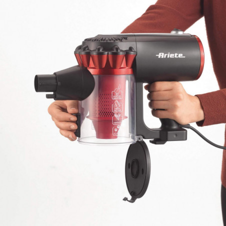 Вертикална прахосмукачка Ariete HANDY FORCE 2759, 600W, 0.5 л, Моторизирана четка, LED, HEPA, Черен/червен
