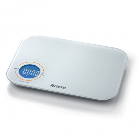 Дигитална кухненска везна Ariete BILANCIA DIGITALE 0851, До 8 кг, Закалено стъкло, ТАРА, Цифров дисплей, Бял