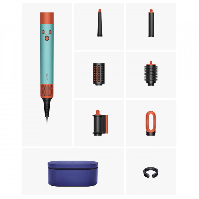 Маша за коса Dyson HS08 Airwrap T1/T2 CePa/Tz, 1300W, 13.5 л/с, Йонизиране, 3 скорости, 3 температури, Bluetooth, Керамична патина/топаз