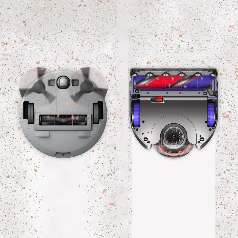 Прахосмукачка робот Dyson 360, 65 AW, 22000 Pa, 110000 об/мин, 4 режима, 360° визуална навигация, Hyperdymium, Нисък профил, Син/никел