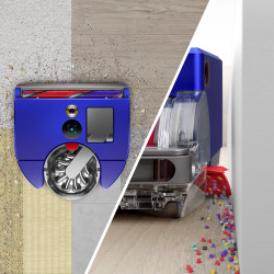 Прахосмукачка робот Dyson 360, 65 AW, 22000 Pa, 110000 об/мин, 4 режима, 360° визуална навигация, Hyperdymium, Нисък профил, Син/никел