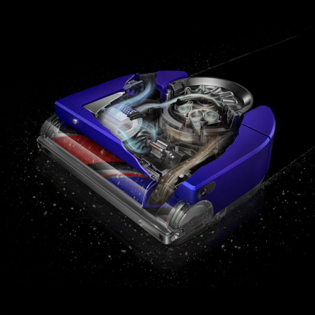 Прахосмукачка робот Dyson 360, 65 AW, 22000 Pa, 110000 об/мин, 4 режима, 360° визуална навигация, Hyperdymium, Нисък профил, Син/никел