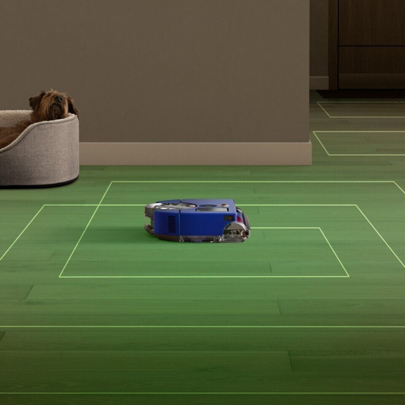 Прахосмукачка робот Dyson 360, 65 AW, 22000 Pa, 110000 об/мин, 4 режима, 360° визуална навигация, Hyperdymium, Нисък профил, Син/никел