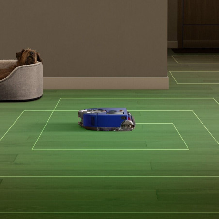 Прахосмукачка робот Dyson 360, 65 AW, 22000 Pa, 110000 об/мин, 4 режима, 360° визуална навигация, Hyperdymium, Нисък профил, Син/никел