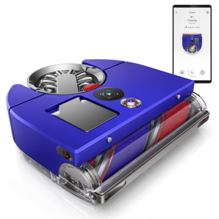 Прахосмукачка робот Dyson 360, 65 AW, 22000 Pa, 110000 об/мин, 4 режима, 360° визуална навигация, Hyperdymium, Нисък профил, Син/никел