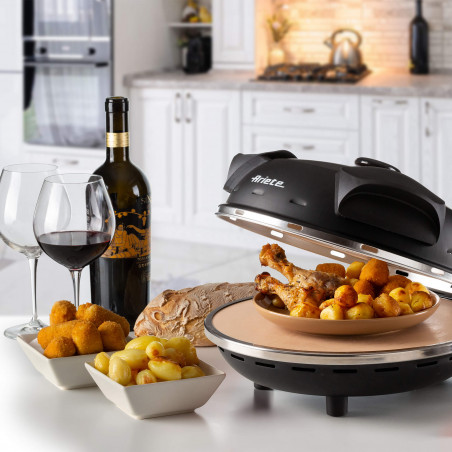 Електрическа фурна за пица Ariete "Пица за 4 минути" 0917/00, 1200W, 32 см, До 400C, 5 нива, Каменна плоча, Незалепващо покритие, Черен