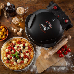 Електрическа фурна за пица Ariete "Пица за 4 минути" 0917/00, 1200W, 32 см, До 400C, 5 нива, Каменна плоча, Незалепващо покритие, Черен