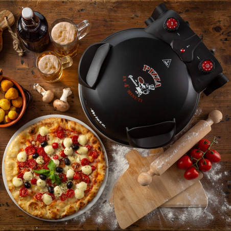 Електрическа фурна за пица Ariete "Пица за 4 минути" 0917/00, 1200W, 32 см, До 400C, 5 нива, Каменна плоча, Незалепващо покритие, Черен