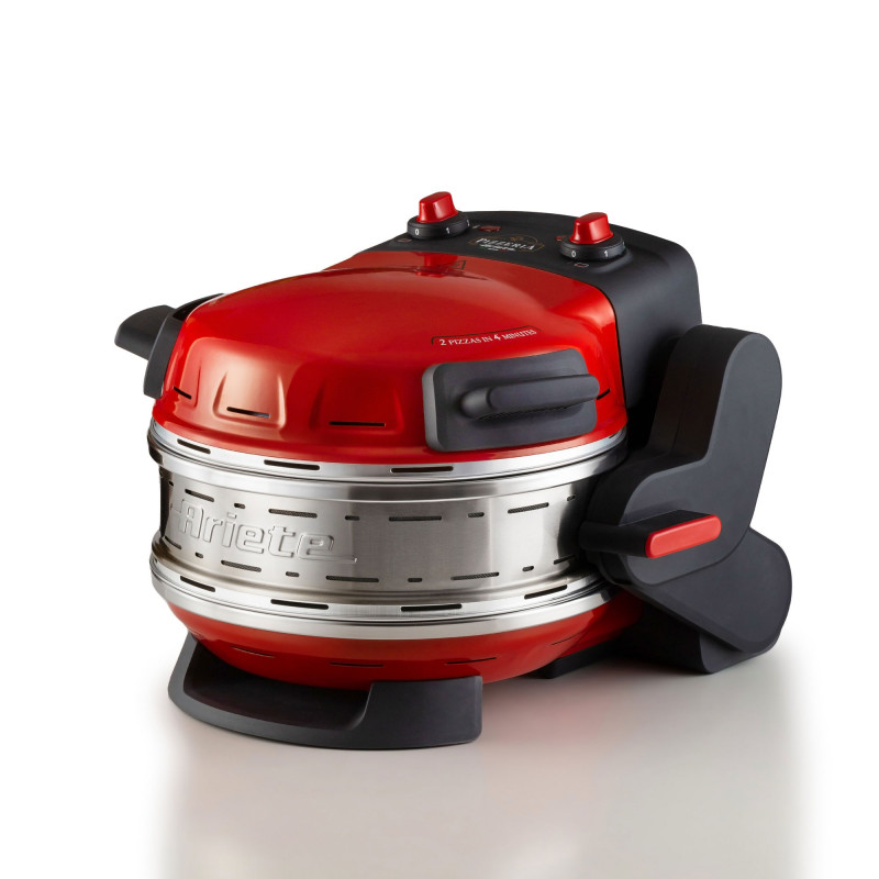 Двойна фурна за пица Ariete PIZZERIA 0927/00, 2300W, 32 см, 2 термостата до 400C, 5 нива, 2 каменни плочи, Незалепващо покритие, Червен